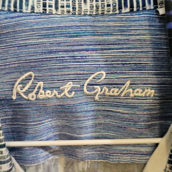Robert Graham XL Shirt Maximalist Vintage Designer Paisley Stripe Embroidery - Picture 6 of 10